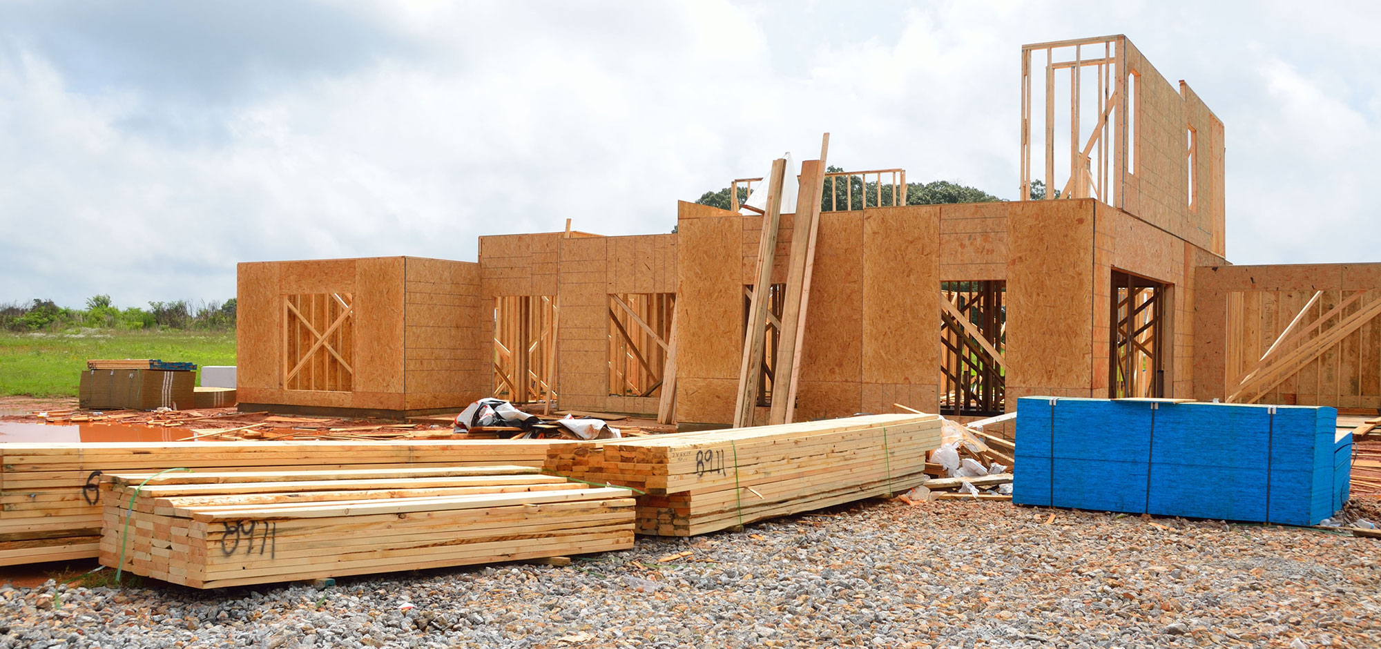 Wolfe Construction framing a new commercial build in the Edmonton region
